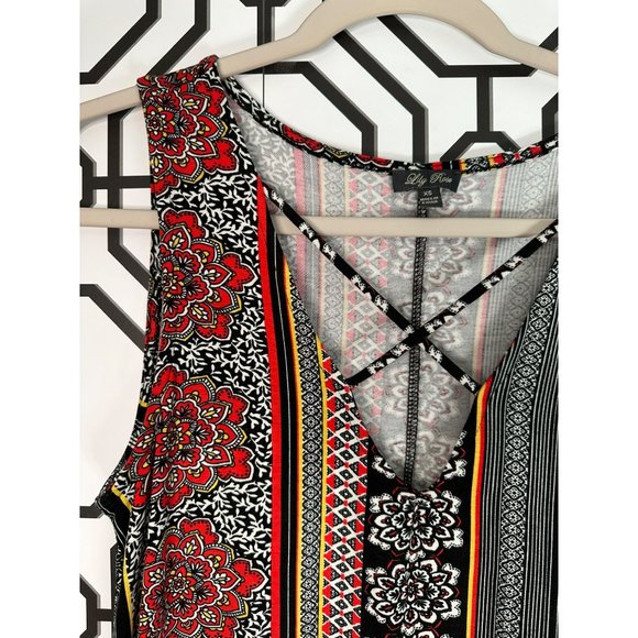 Lily Rose Ladies Sleeveless V Neck Swing Abstract, Vibrant Style Dress Size XS - Picture 5 of 9